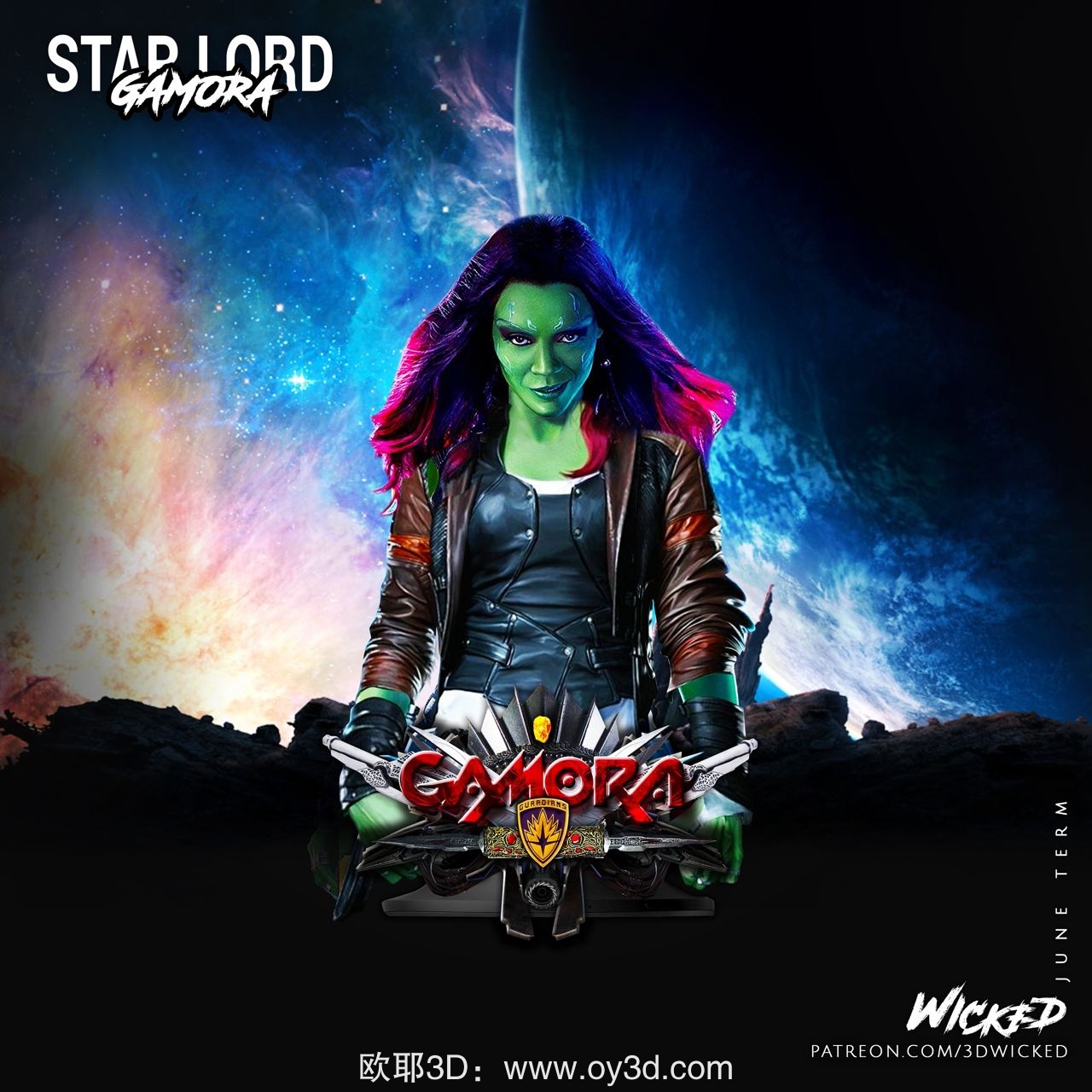 动漫电影,漫威英雄,3DWicked,Starlord,&,Gamora,Gamora,Bust,组装