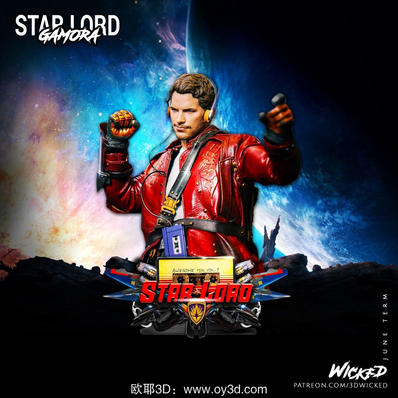 动漫电影,漫威英雄,3DWicked,Starlord,&,Gamora,Starlord,Bust,组装