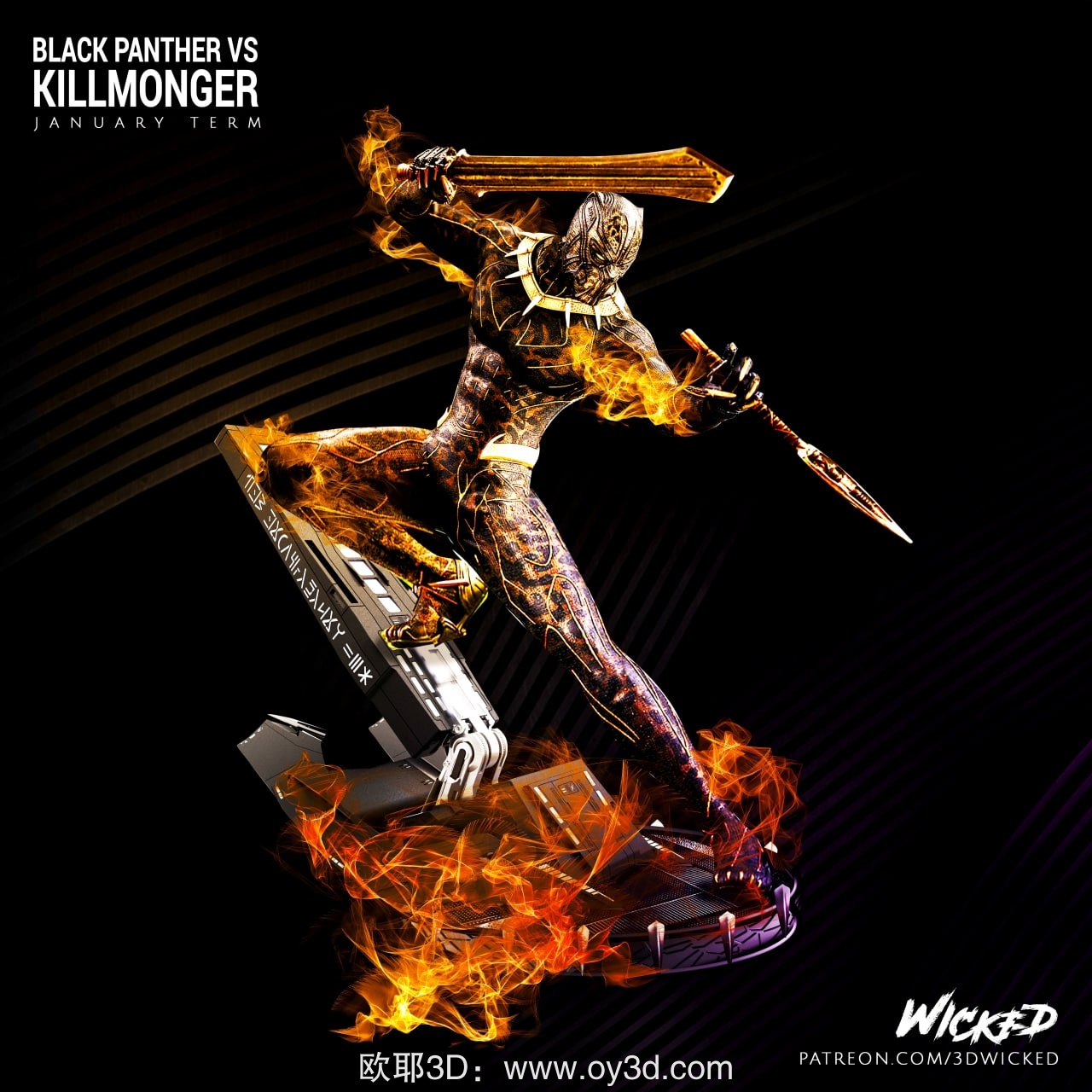 动漫电影,漫威英雄,Wicked_Killmonger_sculpture_PreSupported_by_Alan_Copeland_Thanks,组装