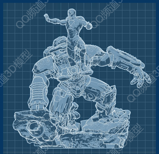 动漫电影,Hulkbuster,&,IronMan,Print(complete),组装