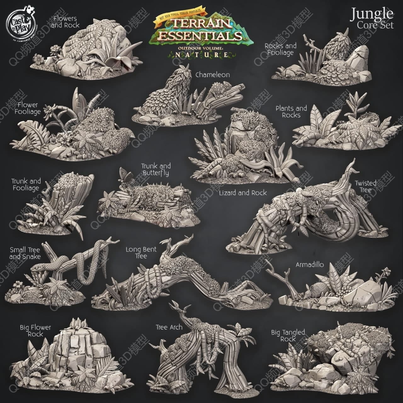 山水林风景,Jungle,Terrain,Set,组装